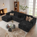 US Stock U-Shape Boneless Sectional Modular Adjustable Black Sponge-Filled Modern Design Apartment Hotel Villa Use Compressed