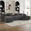 Spacious 148-Inch 7-Pc Sofa Set with Center Console, Coffee Table, & 6 Pillows - Ideal for Living Rooms & Meeting Spaces