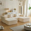 110" Modular Sectional Sofa with 2 Movable Ottoman Deep Seat U Shape Luxury Corduroy Fabric Living Room Grey Customized